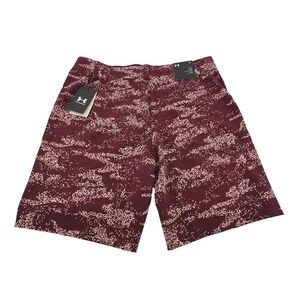 NEW Under Armour Mens Storm Golf Printed Shorts Burgundy Size 34 10" MSRP $70